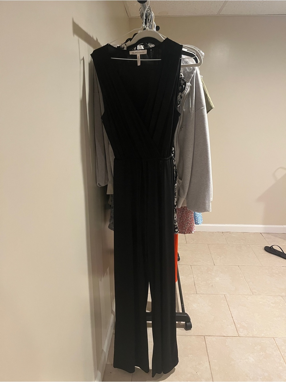 BCBGeneration Black Sleeveless Wrap Jumpsuit